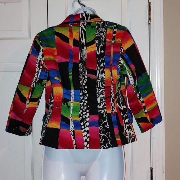 ERIN by Erin Fetherston cropped multi color multi print cropped blazer Sz S - Picture 4 of 5